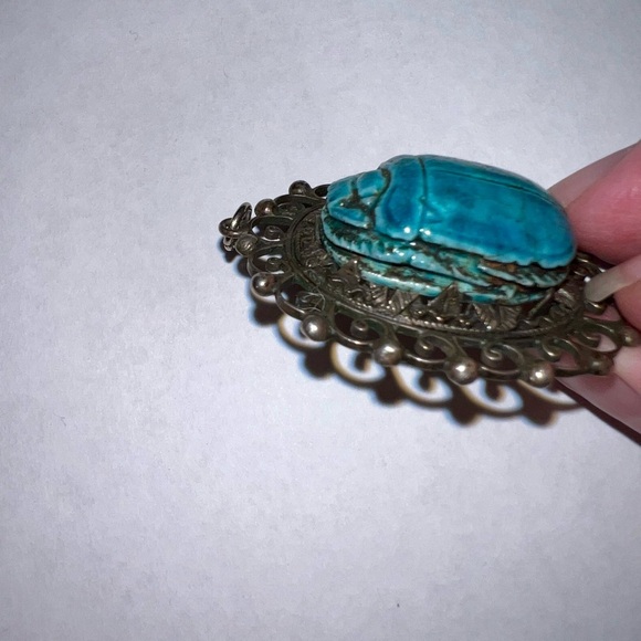 Vintage Turquoise Scarab Pendant - Picture 4 of 6